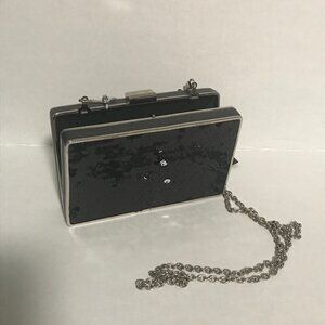BEBE Black Sequins Box Purse NWT